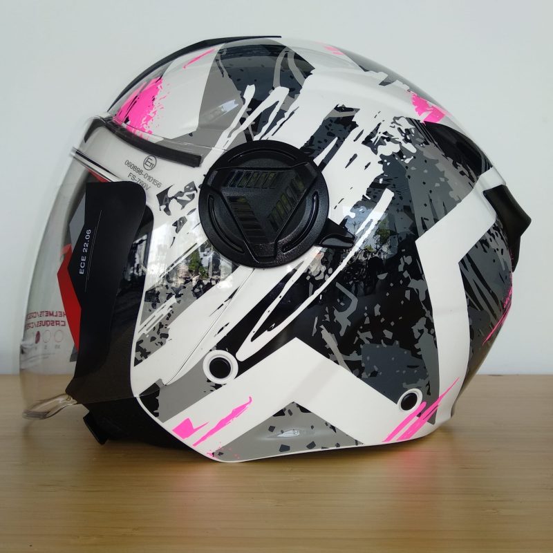 Capacete Jet Unik com Óculos de Sol Venus - Branco/Rosa - Image 5