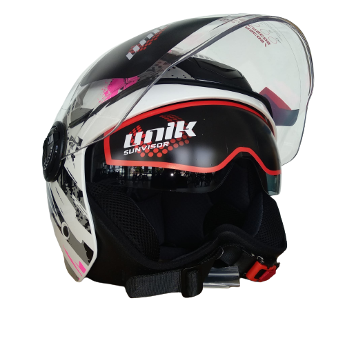 Capacete Jet Unik com Óculos de Sol Venus - Branco/Rosa - Image 2